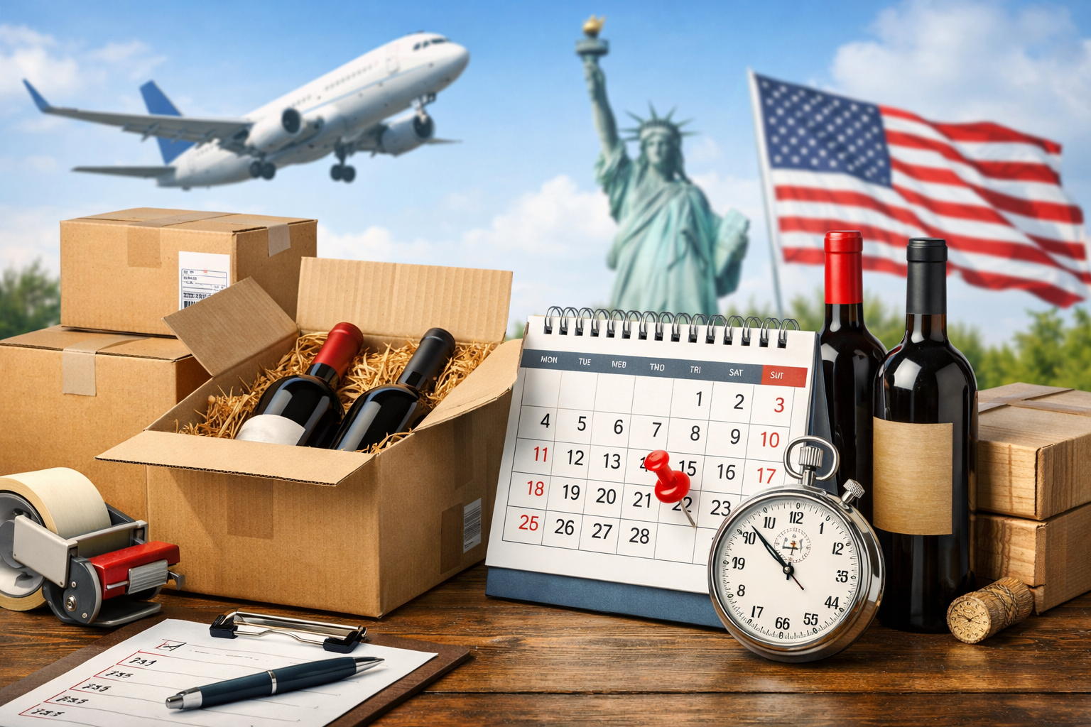 Quanto tempo impiega una spedizione di vino negli USA?